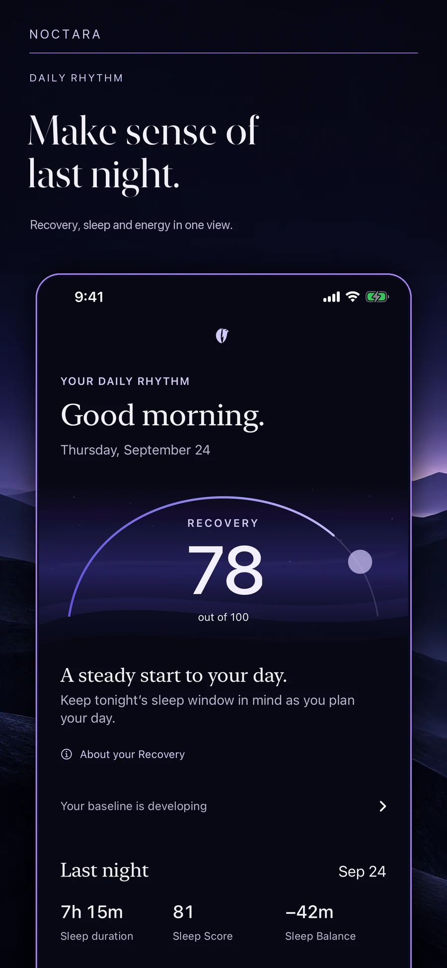 Noctara app preview